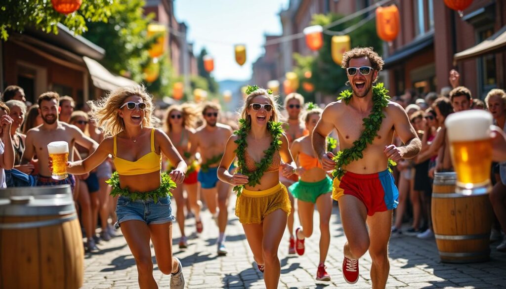 découvrez l'animation captivante du marathon de la bière à montbrison, où costumes colorés et célébration autour du houblon se mêlent pour une expérience inoubliable. plongez dans cette fête festive qui met à l'honneur la convivialité et la passion pour la bière !