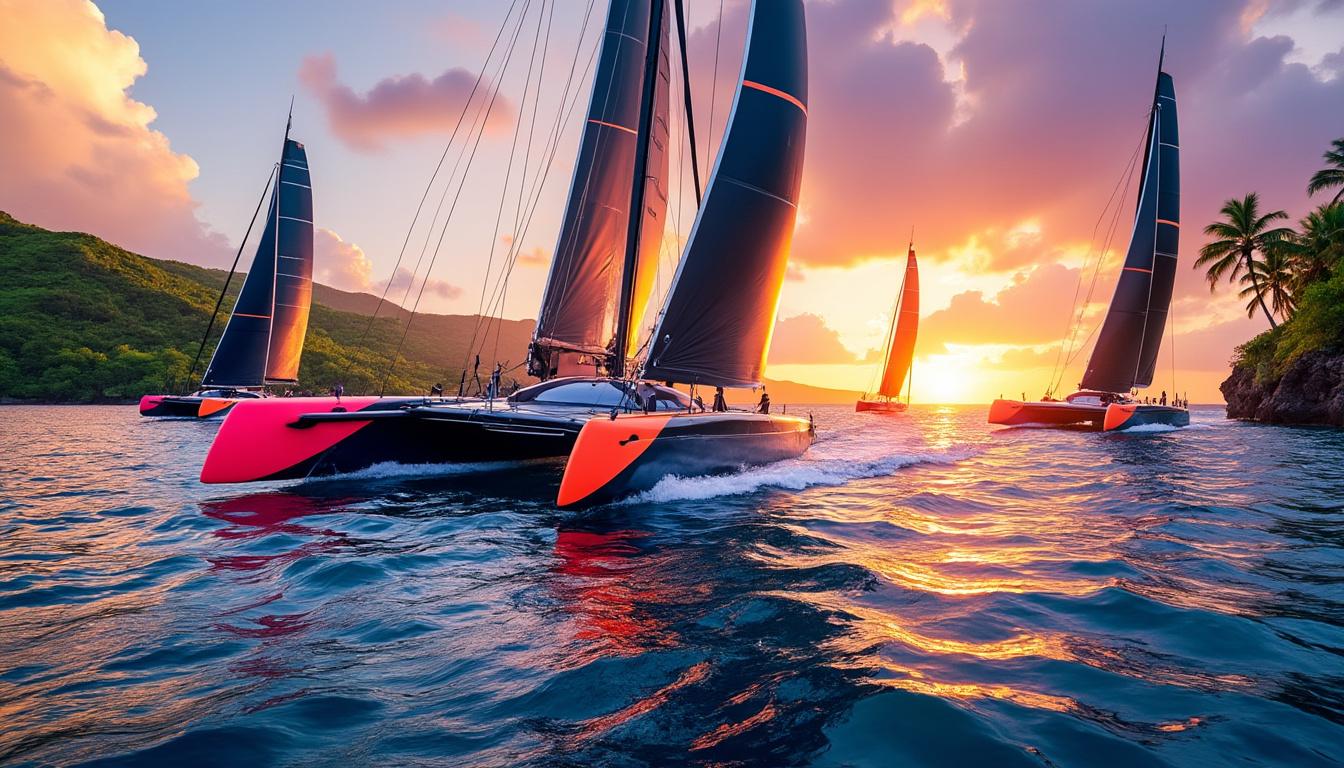 suivez en direct l'arrivée matinale des imoca en martinique lors de la transat café l’or et vivez l'ambiance unique de cette course au large emblématique.